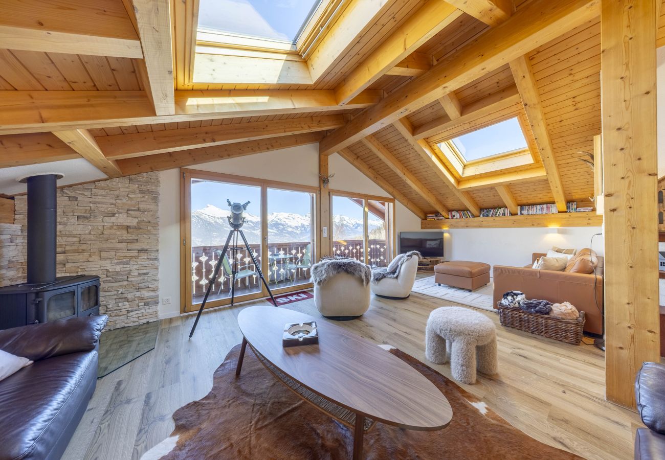 Chalet in Haute-Nendaz - Chalet Nid Blanc wood burning hottub